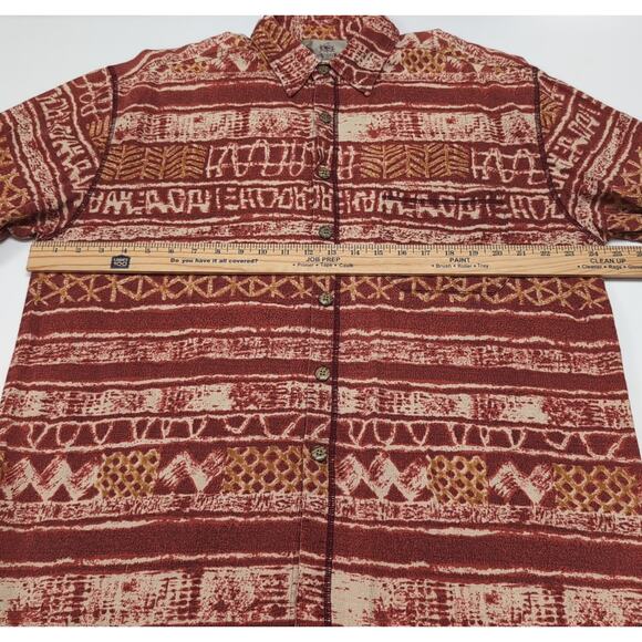 VTG The Territory Ahead Camp Shirt Mens XL hi Rust Tan Geometric Print Button Up - Picture 11 of 14